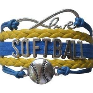 Girls Softball Bracelet - Blue & Yellow